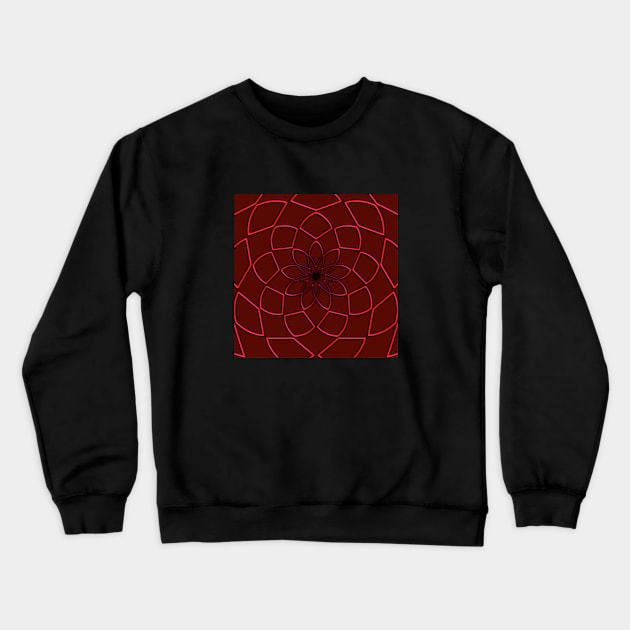 Geometric Flower in Red Metallic Crewneck Sweatshirt by ArtistsQuest